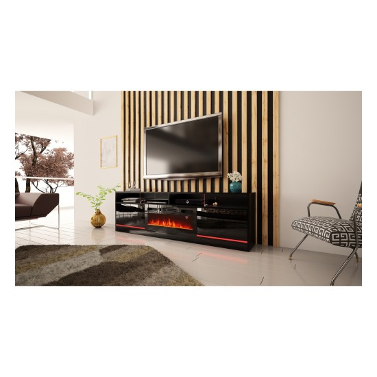 TV unit DESPERTAR 200 cm, black mat with black gloss front TV unit DESPERTAR 200 cm, black mat with black gloss front