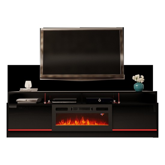 TV unit DESPERTAR 200 cm, black mat with black gloss front TV unit DESPERTAR 200 cm, black mat with black gloss front