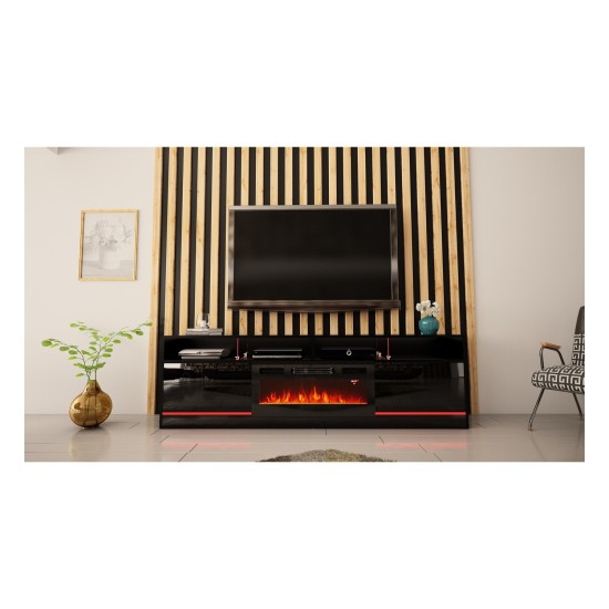 TV unit DESPERTAR 200 cm, black mat with black gloss front TV unit DESPERTAR 200 cm, black mat with black gloss front