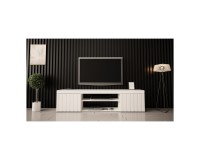 TV unit KALATAN 180 cm, white mat with white gloss front