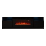 TV unit KALATAN 180 cm, black mat with black gloss front