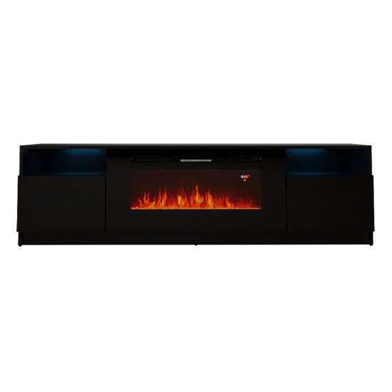 TV unit KALATAN 180 cm, black mat with black gloss front