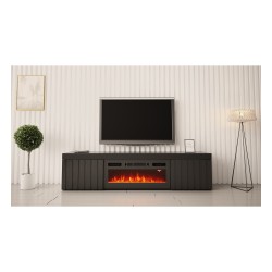 TV unit KALATAN 180 cm, black mat with black gloss front