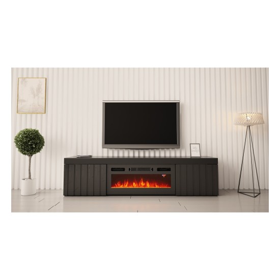 TV unit KALATAN 180 cm, black mat with black gloss front