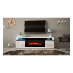 TV unit YLAX 200 cm, white mat with white gloss front