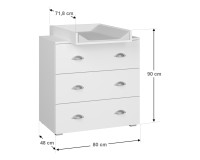 Chest of drawers MIA 80 cm, white mat Chest of drawers MIA 80 cm, white mat