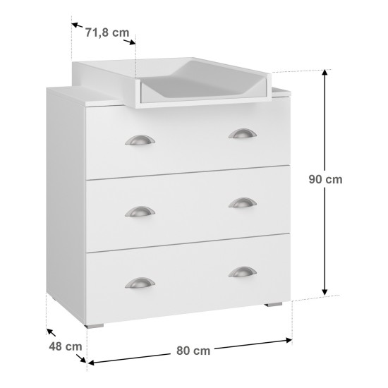 Chest of drawers MIA 80 cm, white mat Chest of drawers MIA 80 cm, white mat