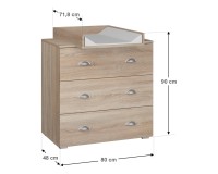 Chest of drawers MIA 80 cm, sonoma oak Chest of drawers MIA 80 cm, sonoma oak