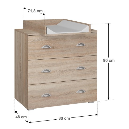 Chest of drawers MIA 80 cm, sonoma oak Chest of drawers MIA 80 cm, sonoma oak