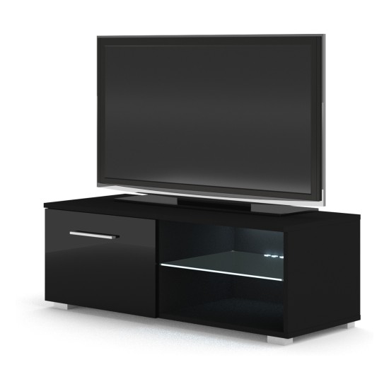 TV unit MONA 100 103 cm, black mat with black gloss front TV unit MONA 100 103 cm, black mat with black gloss front