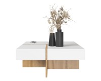 Coffee table DRAW 85 cm, white with wotan front Coffee table DRAW 85 cm, white with wotan front