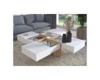 Coffee table DRAW 85 cm, white with wotan front Coffee table DRAW 85 cm, white with wotan front
