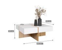 Coffee table DRAW 85 cm, white with wotan front Coffee table DRAW 85 cm, white with wotan front