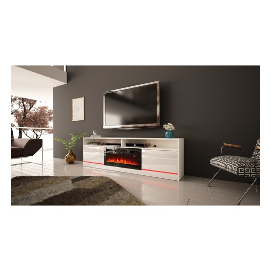 TV unit DESPERTAR 200 cm, white mat with white gloss front TV unit DESPERTAR 200 cm, white mat with white gloss front