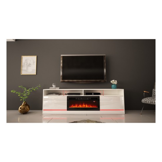 TV unit DESPERTAR 200 cm, white mat with white gloss front TV unit DESPERTAR 200 cm, white mat with white gloss front