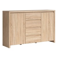Chest of drawers KASPIAN 144 cm, 2 doors and 4 drawers, sonoma oak