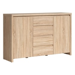 Chest of drawers KASPIAN 144 cm, 2 doors and 4 drawers, sonoma oak Chest of drawers KASPIAN 144 cm, 2 doors and 4 drawers, sonoma oak