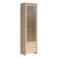 ויטרינה KASPIAN 56, 1 דלת זכוכית ו 2 מגירות, אלון סונומה