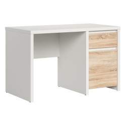 Desk KASPIAN 120 cm, 1 door and 1 drawer, white with sonoma oak