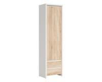 Bookcase KASPIAN 56 cm, 1 door and 2 drawers, white with sonoma oak Bookcase KASPIAN 56 cm, 1 door and 2 drawers, white with sonoma oak