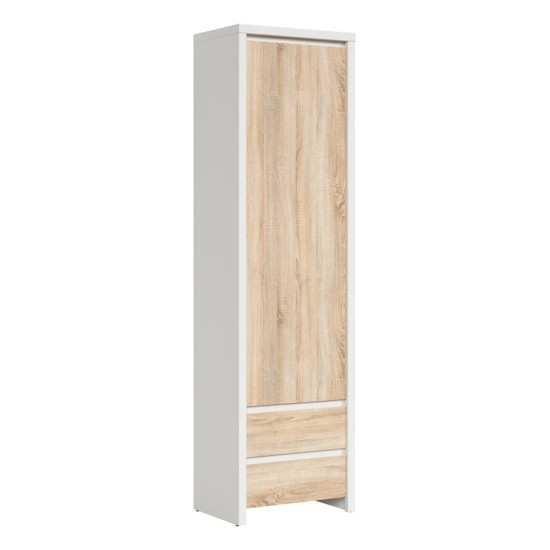 Bookcase KASPIAN 56 cm, 1 door and 2 drawers, white with sonoma oak Bookcase KASPIAN 56 cm, 1 door and 2 drawers, white with sonoma oak