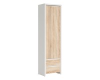 Bookcase KASPIAN 56 cm, 1 door and 2 drawers, white with sonoma oak Bookcase KASPIAN 56 cm, 1 door and 2 drawers, white with sonoma oak