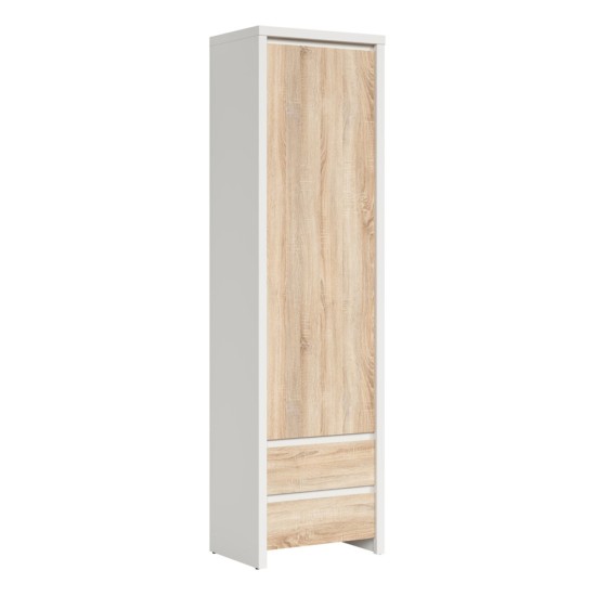 Bookcase KASPIAN 56 cm, 1 door and 2 drawers, white with sonoma oak Bookcase KASPIAN 56 cm, 1 door and 2 drawers, white with sonoma oak