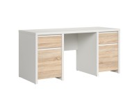 Desk KASPIAN 160 cm, 2 doors and 2 drawers, white with sonoma oak
