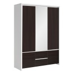 Wardrobe KASPIAN 154 cm, 5 doors and 2 drawers, white with wenge