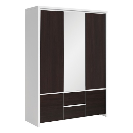 Wardrobe KASPIAN 154 cm, 5 doors and 2 drawers, white with wenge Wardrobe KASPIAN 154 cm, 5 doors and 2 drawers, white with wenge