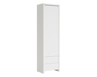 Bookcase KASPIAN 56 cm, 1 door and 2 drawers, white with white matt Bookcase KASPIAN 56 cm, 1 door and 2 drawers, white with white matt