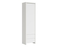 Bookcase KASPIAN 56 cm, 1 door and 2 drawers, white with white matt Bookcase KASPIAN 56 cm, 1 door and 2 drawers, white with white matt