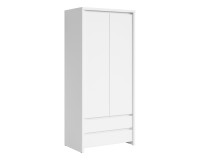 Wardrobe KASPIAN 90 cm, 2 doors and 2 drawers, white with white matt Wardrobe KASPIAN 90 cm, 2 doors and 2 drawers, white with white matt