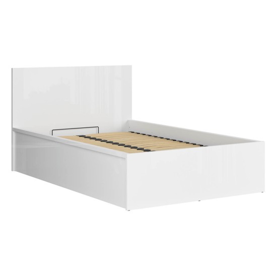 מיטה TETRIX 120 x 200, עם ארגז מצעים, לבן מבריק