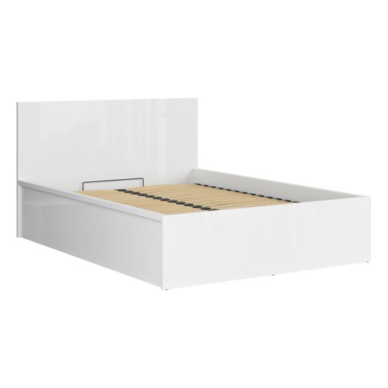 מיטה TETRIX 140 x 200, עם ארגז מצעים, לבן מבריק
