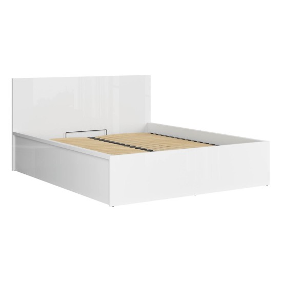 מיטה TETRIX 160 x 200, עם ארגז מצעים, לבן מבריק