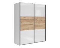 ארון בגדים TETRIX 154, לבן מבריק עם אלון ווטן ארון בגדים TETRIX 154, לבן מבריק עם אלון ווטן