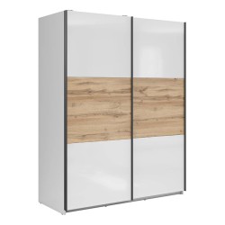 Wardrobe TETRIX 154 cm, white high gloss with wotan oak Wardrobe TETRIX 154 cm, white high gloss with wotan oak