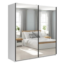 Wardrobe TETRIX 183 cm, with mirror, white high gloss