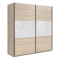 Wardrobe TETRIX 183 cm, sonoma oak with white high gloss