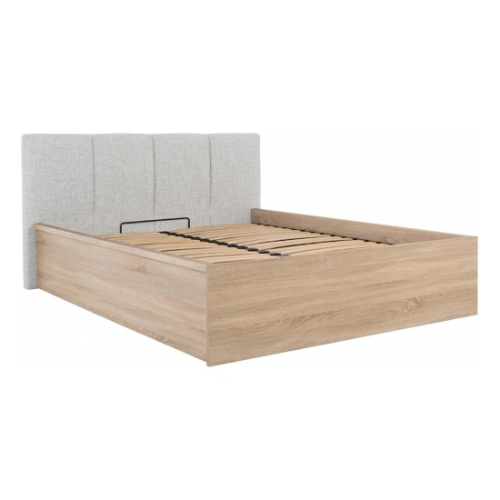 מיטה TETRIX 160 x 200, עם ארגז מצעים, עם ראש מיטה מרופד, אלון סונומה