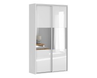Wardrobe BRW 1 120 cm, white with white high gloss with mirror front Wardrobe BRW 1 120 cm, white with white high gloss with mirror front