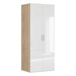 Wardrobe BRW 12 100 cm, sonoma oak with white high gloss front