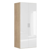 Wardrobe BRW 12 100 cm, sonoma oak with white high gloss front