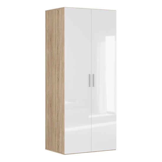 Wardrobe BRW 12 100 cm, sonoma oak with white high gloss front Wardrobe BRW 12 100 cm, sonoma oak with white high gloss front