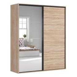 Wardrobe BRW 98 201 cm, sonoma oak with grey