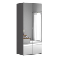 Wardrobe BRW 117 100 cm, graphite with grey