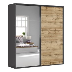Шкаф BRW 136 221 см, графитовый с дубом вотан