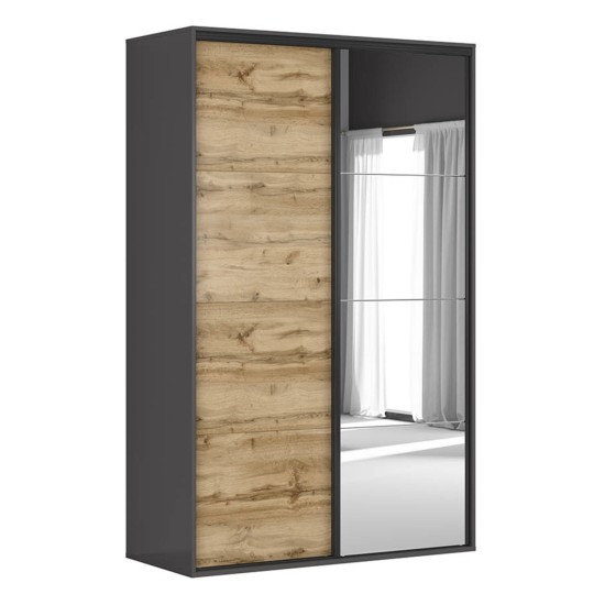 Шкаф BRW 136 221 см, графитовый с дубом вотан Шкаф BRW 136 221 см, графитовый с дубом вотан