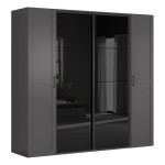 Шкаф BRW 138 251 см, графитовый с чёрным